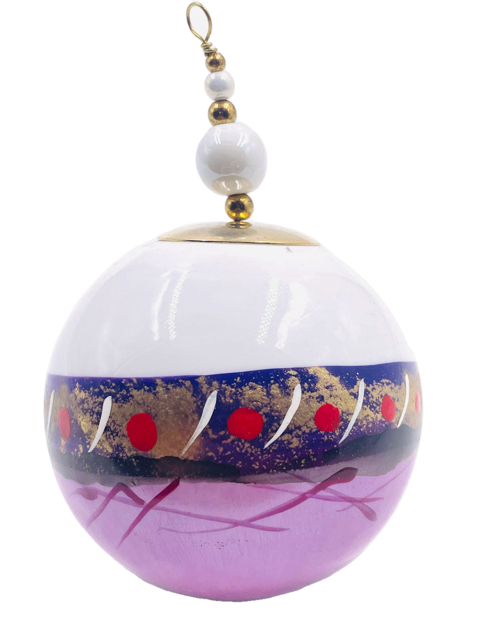 Boule de Noël fleurs avec perles — 7 cm — Réf. A06 — vue 2