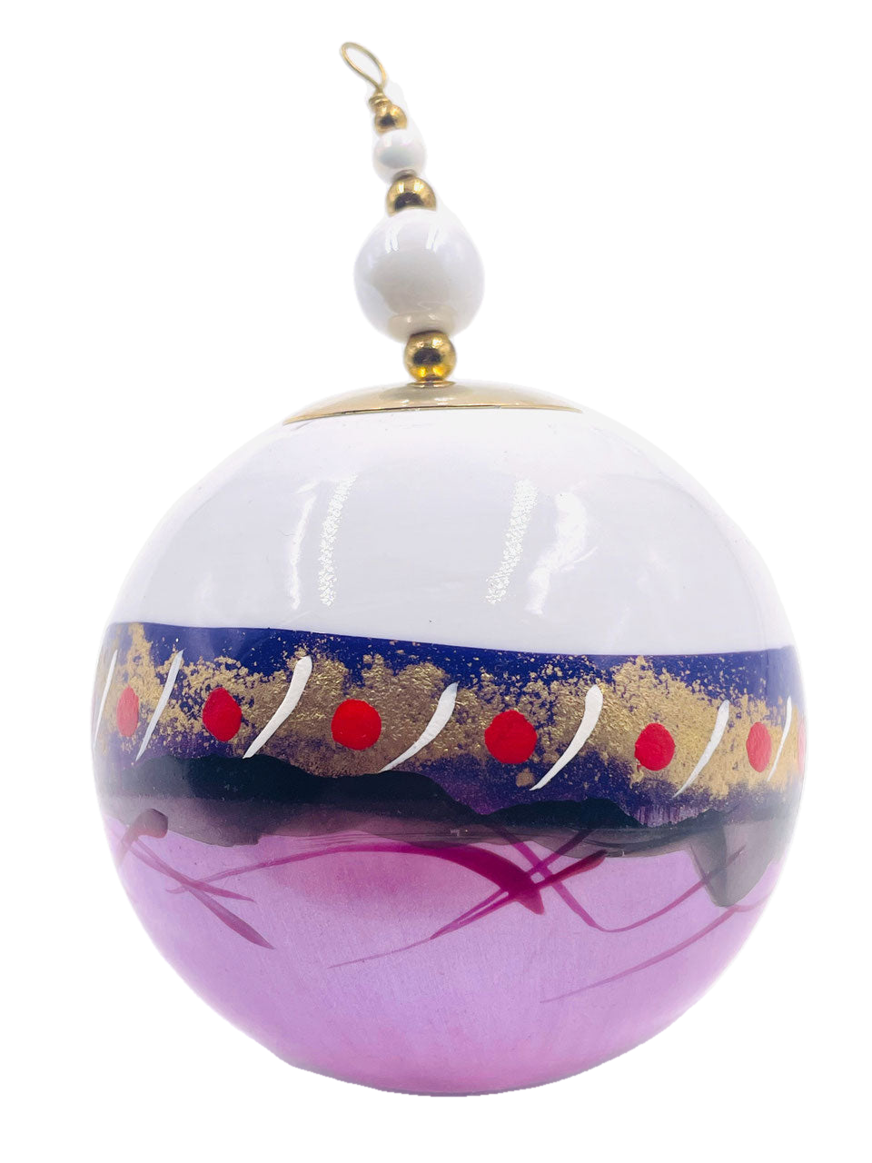 Boule de Noël fleurs avec perles — 7 cm — Réf. A06 — vue 3