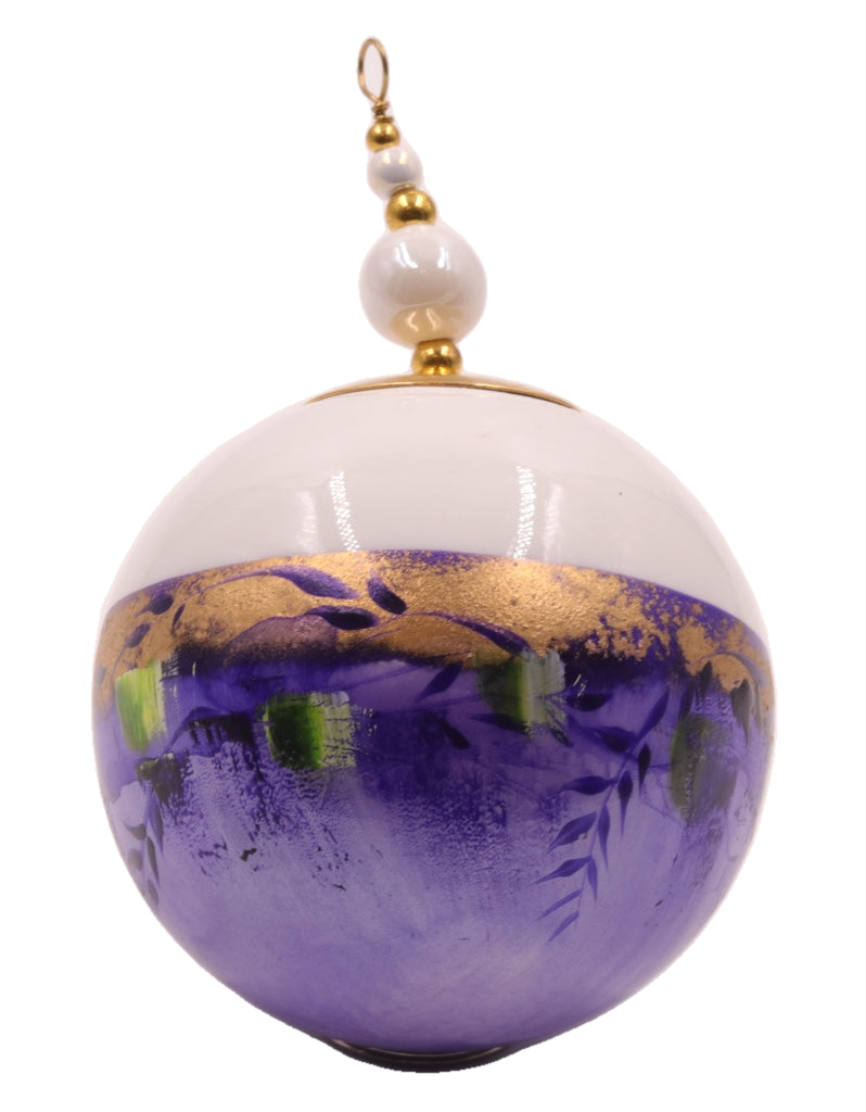Boule de Noël fleurs avec perles — 7 cm — Réf. 07