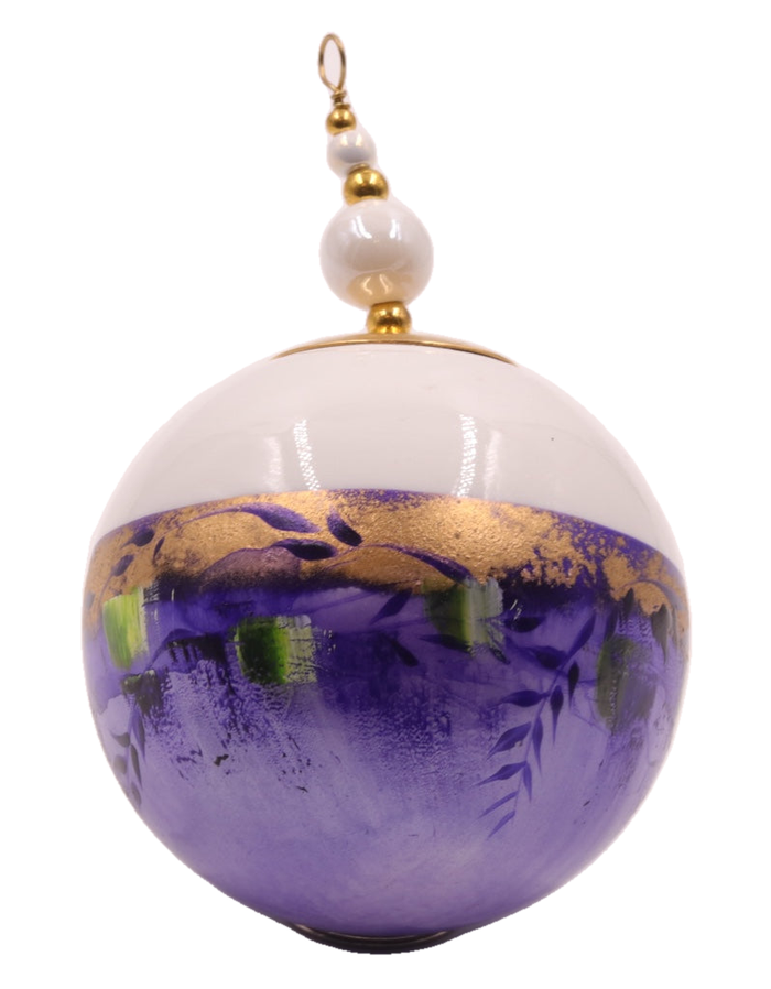 Boule de Noël fleurs avec perles — 7 cm — Réf. 07