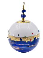 Boule de Noël fleurs avec perles — 7 cm — Réf. A08 — vue 2