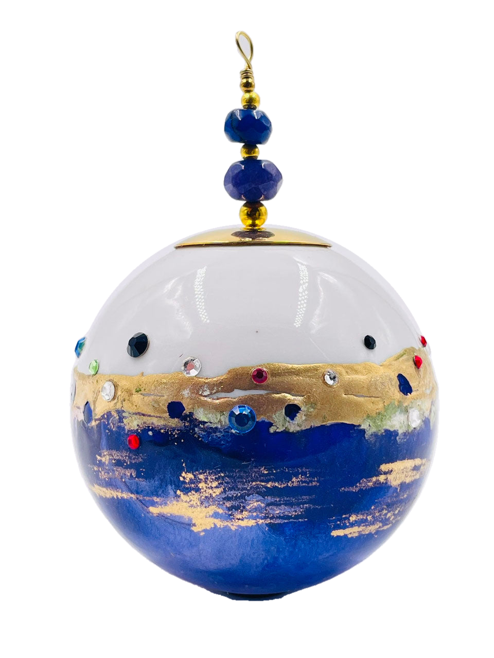 Boule de Noël fleurs avec perles — 7 cm — Réf. A08 — vue 3