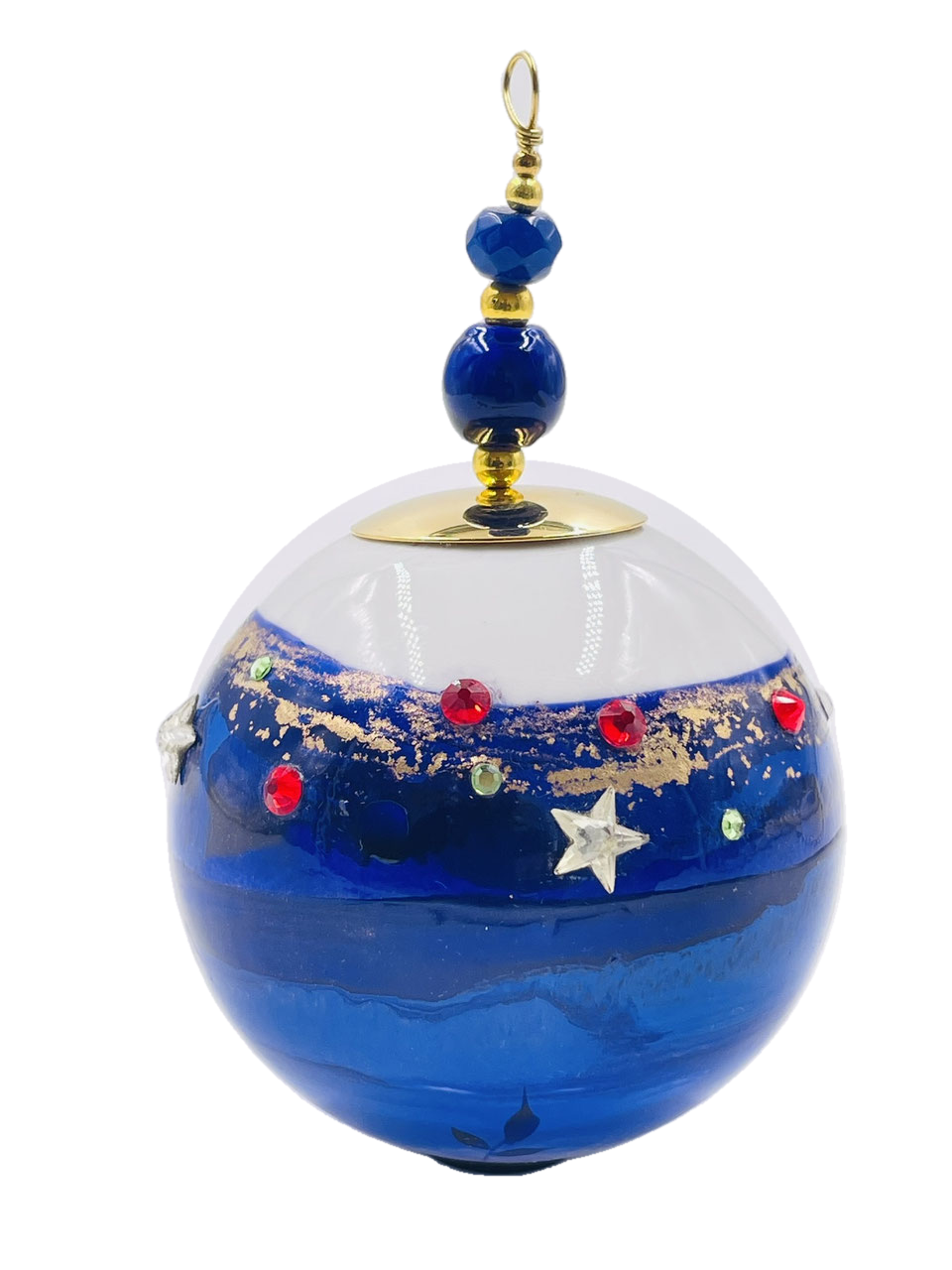 Boule de Noël fleurs avec perles — 7 cm — Réf. A09 — vue 2