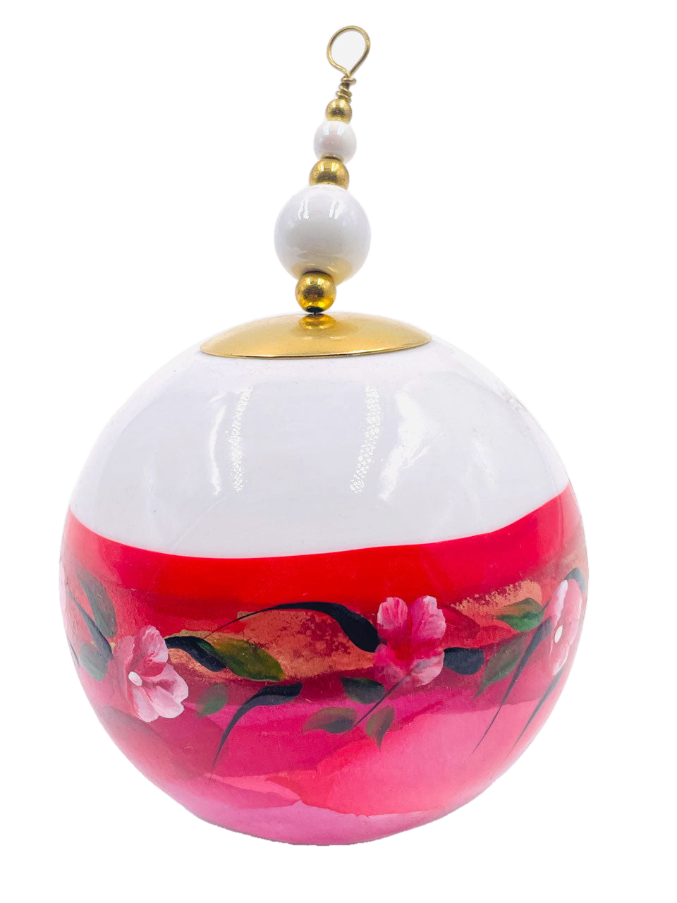 Boule de Noël fleurs avec perles — 7 cm — Réf. A11 — vue 3