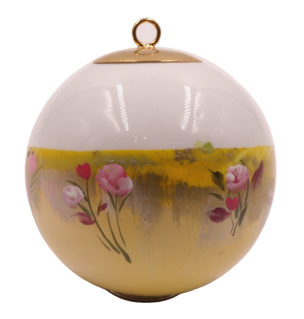 Boule de Noël fleurs avec perles — 7 cm — Réf. A12 — vue 2