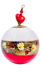 Boule de Noël fleurs avec perles — 7 cm — Réf. A13 — vue 2