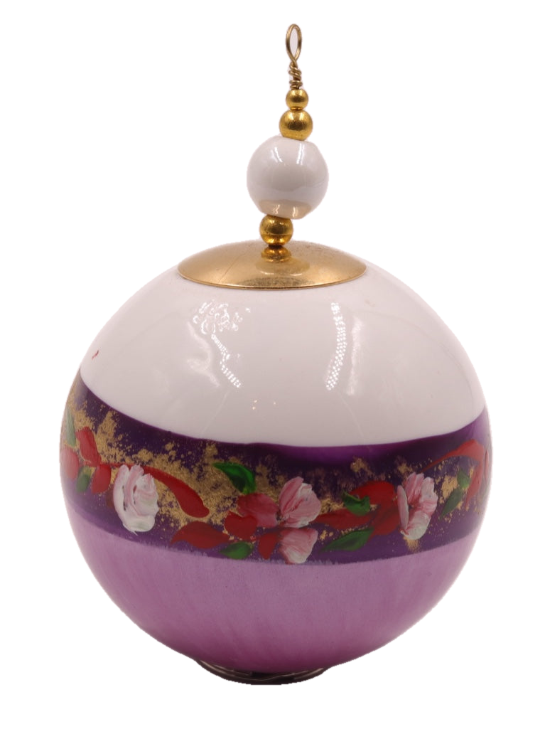 Boule de Noël fleurs avec perles — 7 cm — Réf. A14 — vue 2