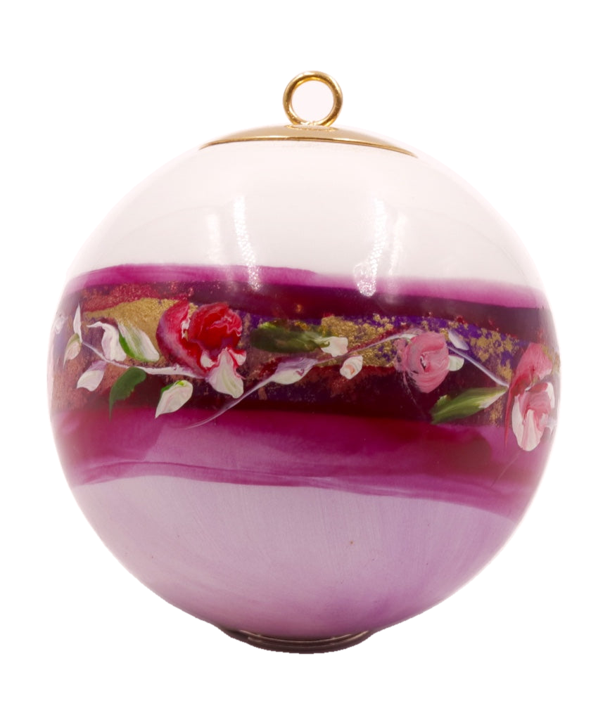 Boule de Noël fleurs avec perles — 7 cm — Réf. 15