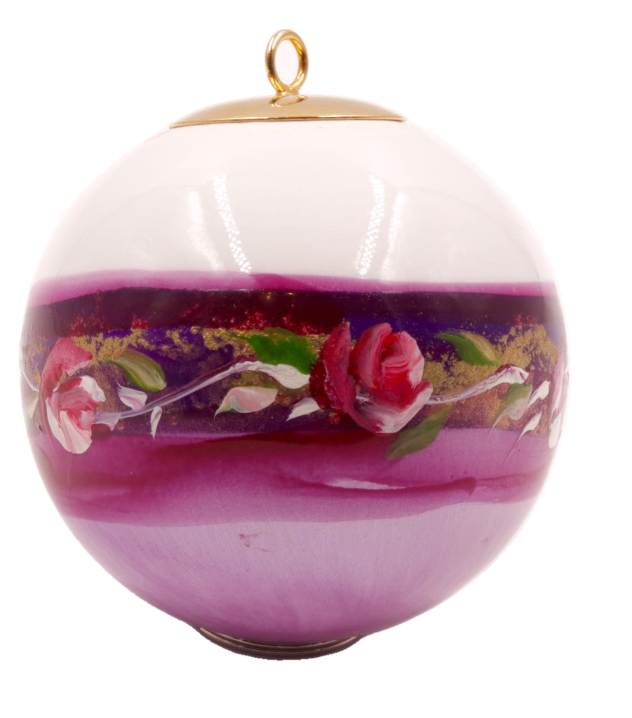Boule de Noël fleurs avec perles — 7 cm — Réf. A15 — vue 2