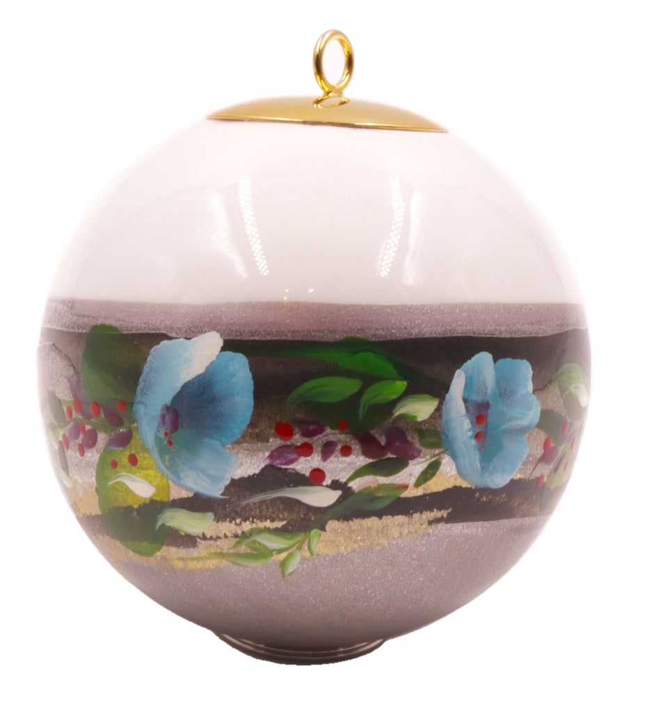 Boule de Noël fleurs avec perles — 7 cm — Réf. 17
