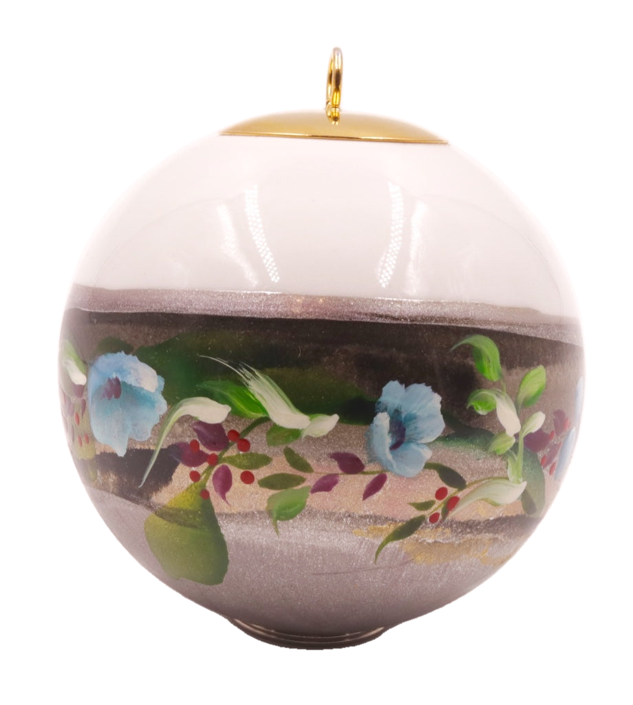 Boule de Noël fleurs avec perles — 7 cm — Réf. A17 — vue 2