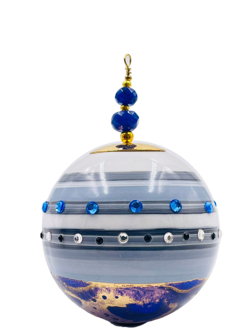 Boule de Noël fleurs avec perles — 7 cm — Réf. A19 — vue 2
