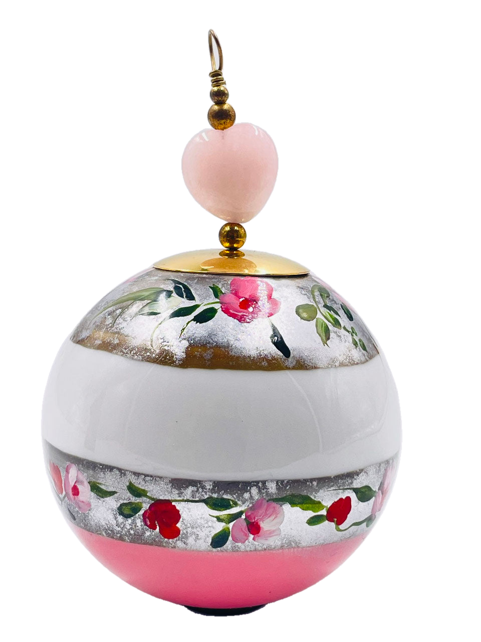 Boule de Noël fleurs avec perles — 7 cm — Réf. A22 — vue 2