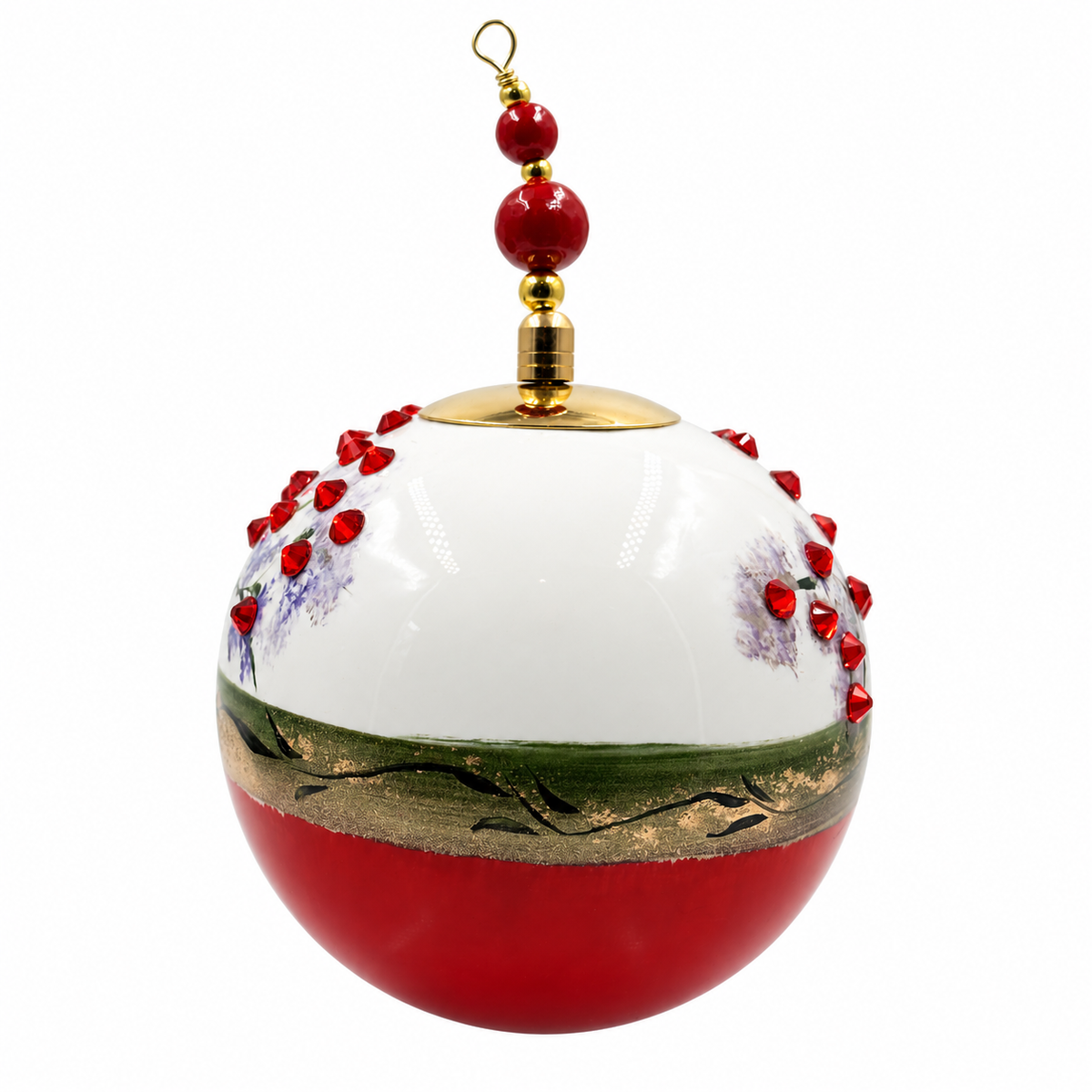 Boule de Noël en porcelaine avec perles et strass 8 cm, référence 01, vue complémentaire 5
