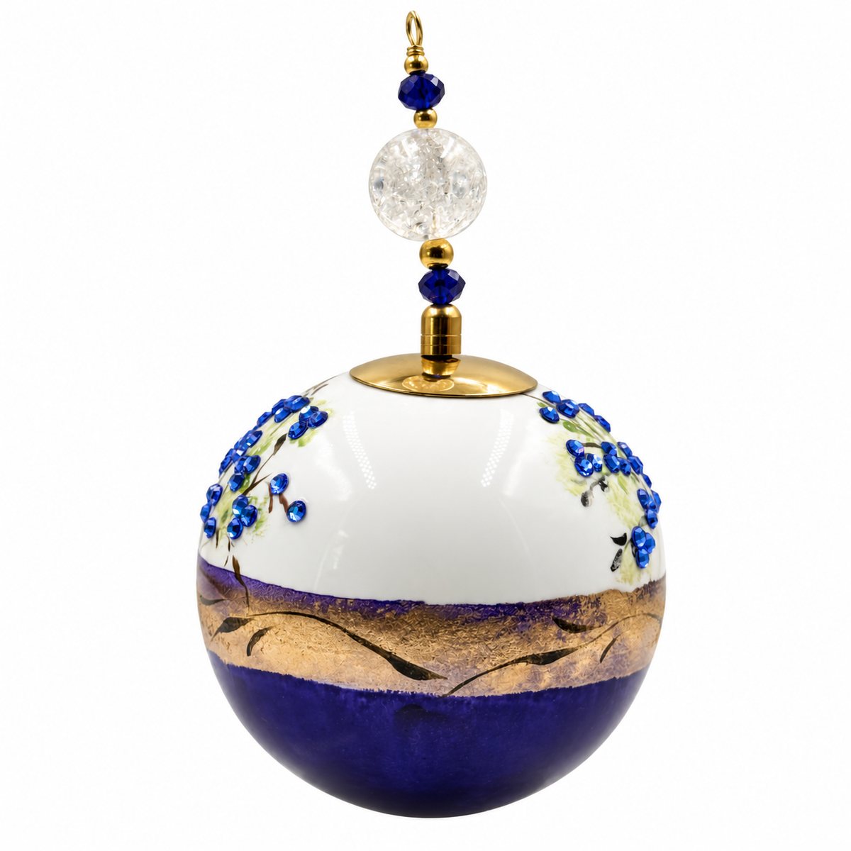 Boule de Noël en porcelaine avec perles et strass 8 cm, référence 02, vue complémentaire 3