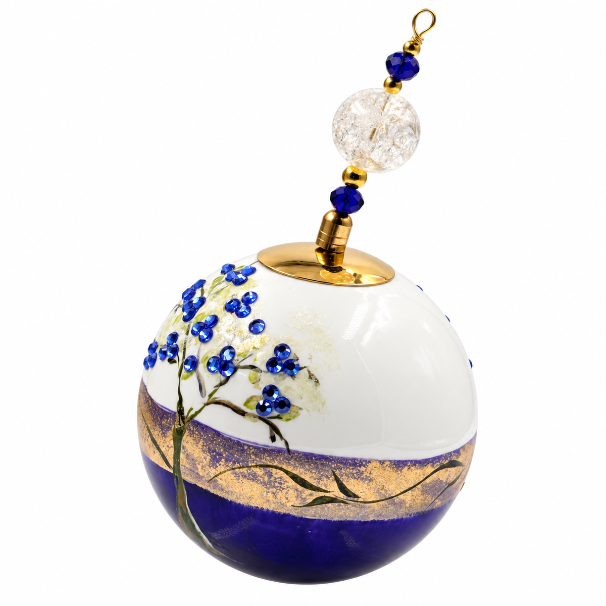 Boule de Noël en porcelaine avec perles et strass 8 cm, référence 02, vue complémentaire 5