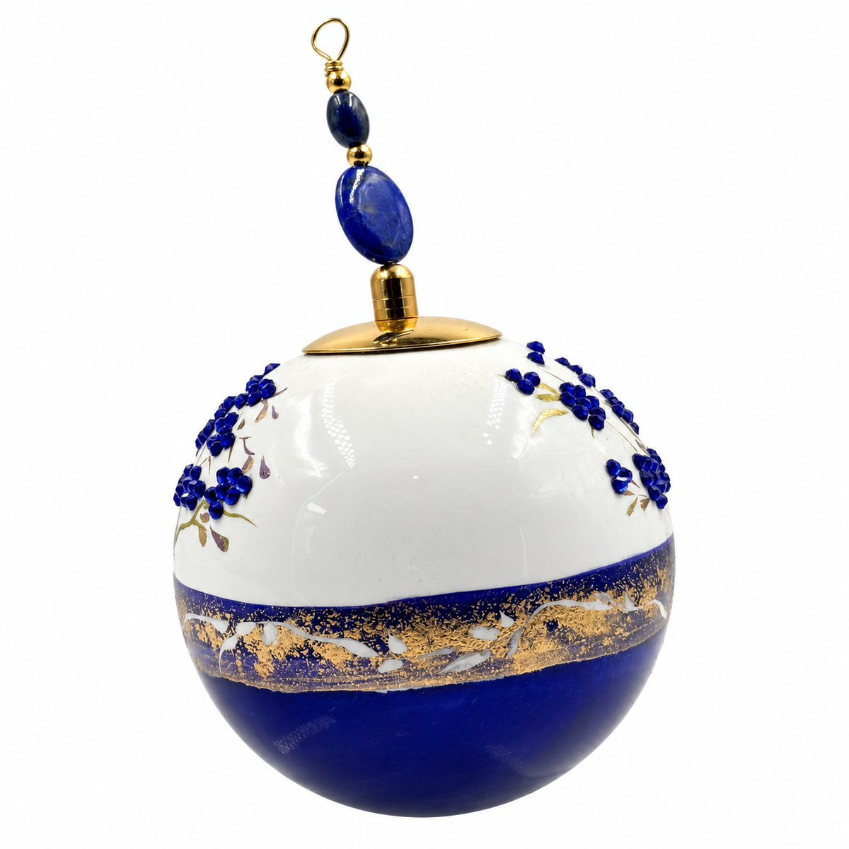 Boule de Noël en porcelaine avec perles et strass 8 cm, référence 05, vue complémentaire 10