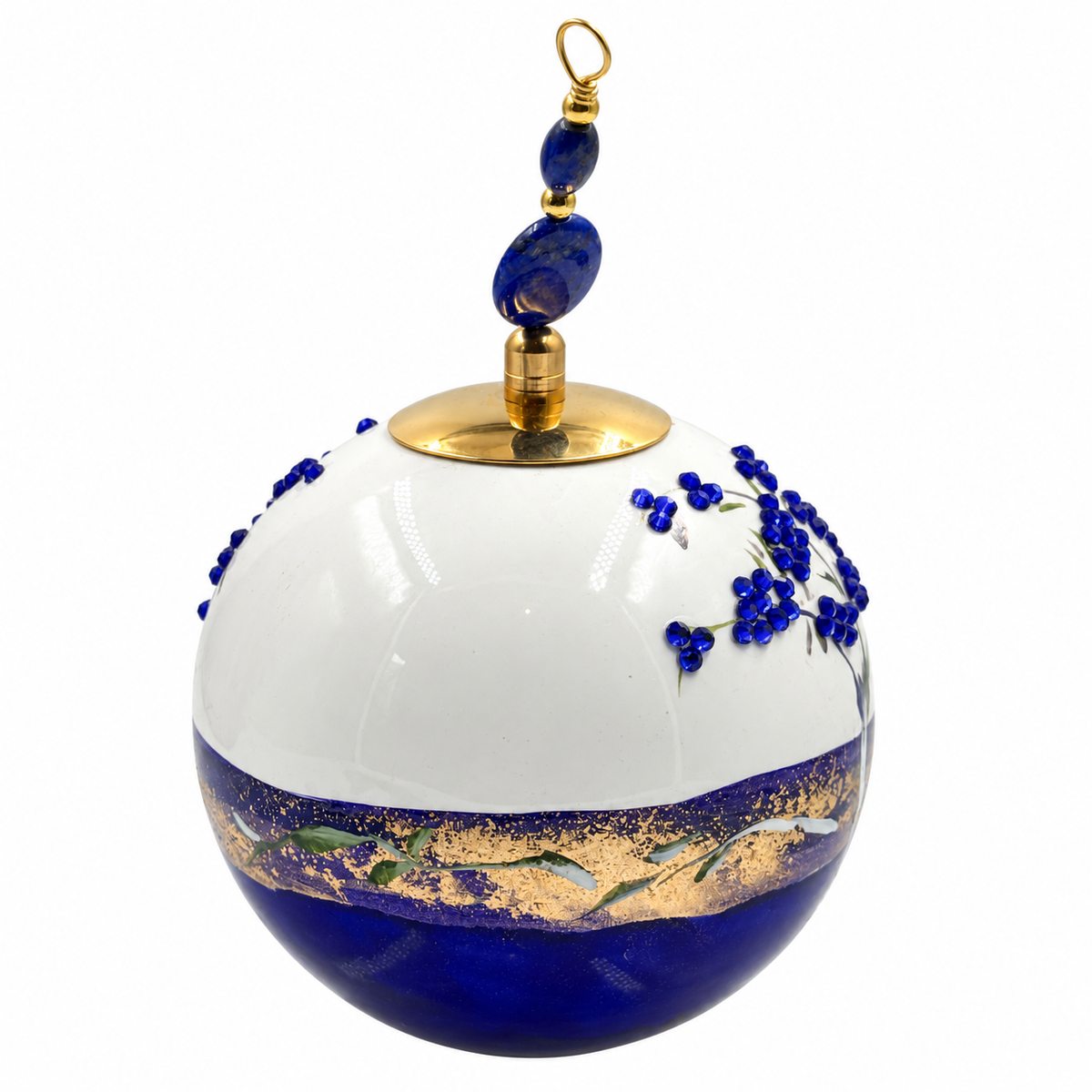 Boule de Noël en porcelaine avec perles et strass 8 cm, référence 05, vue complémentaire 8
