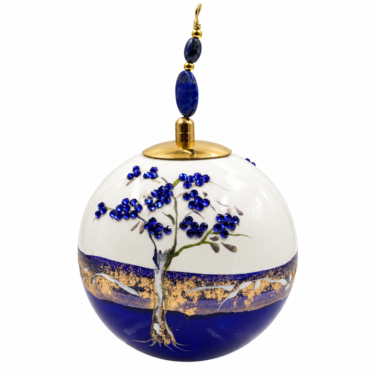 Boule de Noël en porcelaine avec perles et strass 8 cm, référence 05, vue complémentaire 9