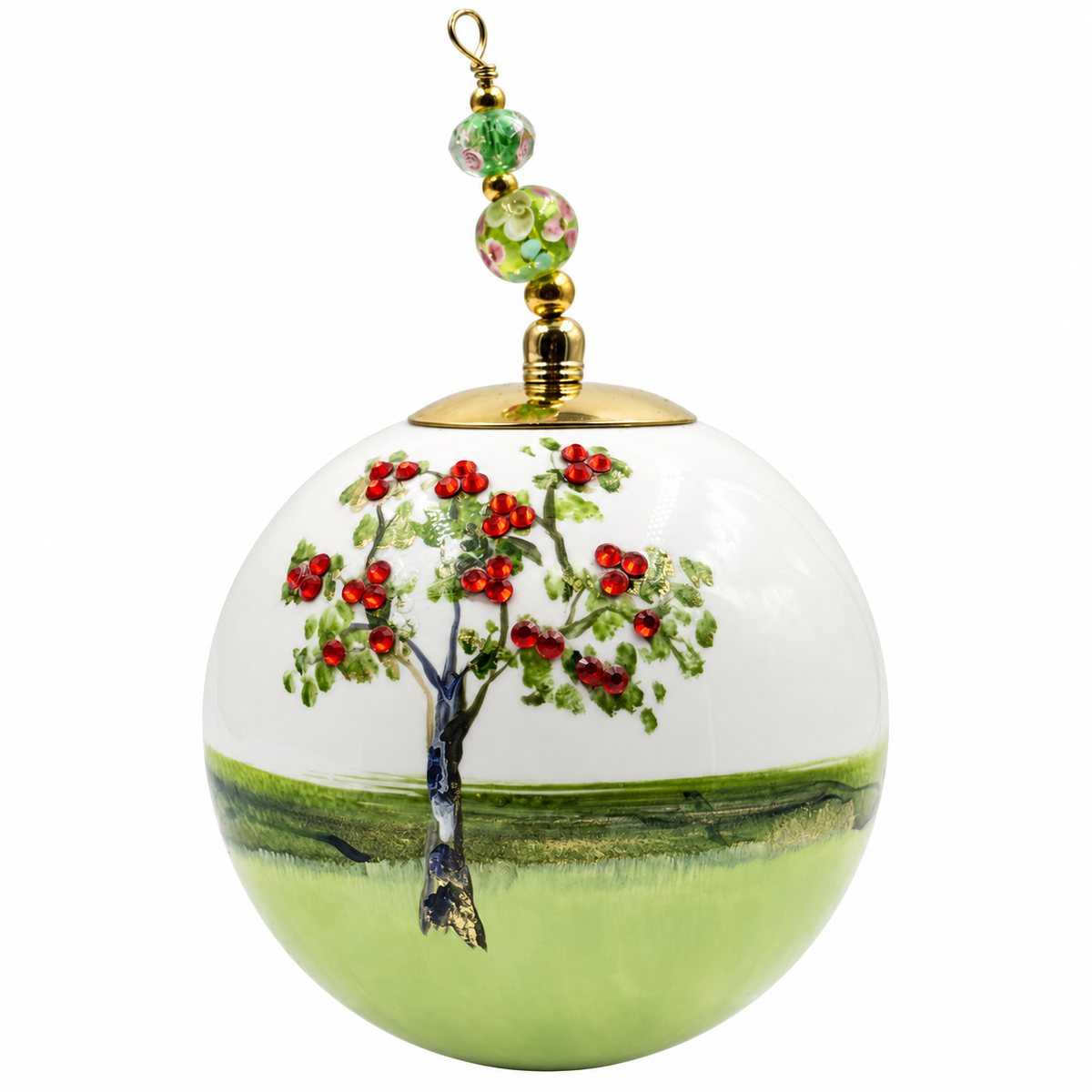 Boule de Noël en porcelaine avec perles et strass 8 cm, référence 06, vue complémentaire 4