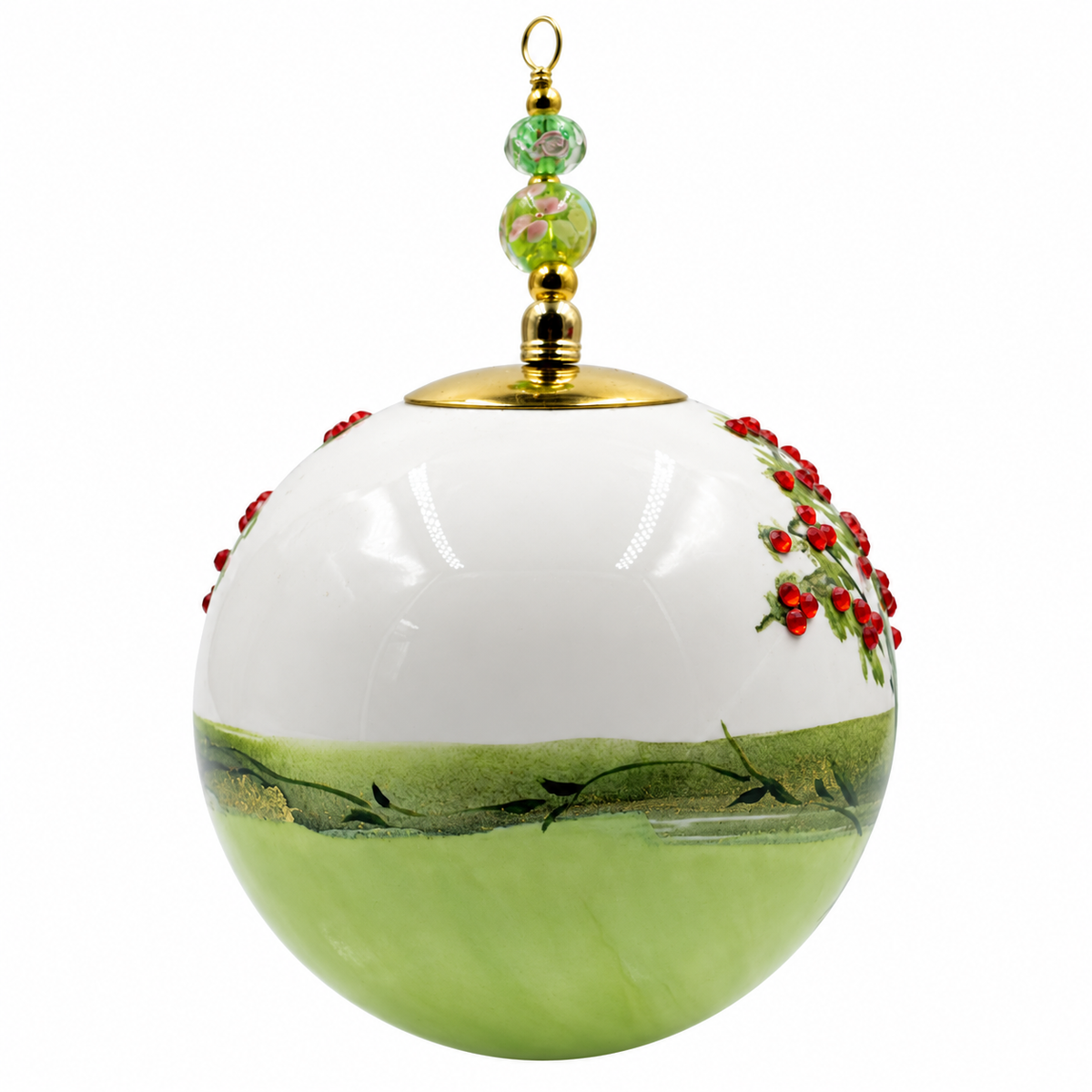 Boule de Noël en porcelaine avec perles et strass 8 cm, référence 06, vue complémentaire 5