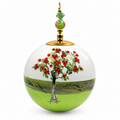 Boule de Noël avec perles et strass 8 cm – Réf. 06 – Vert et strass rouges, vue de face