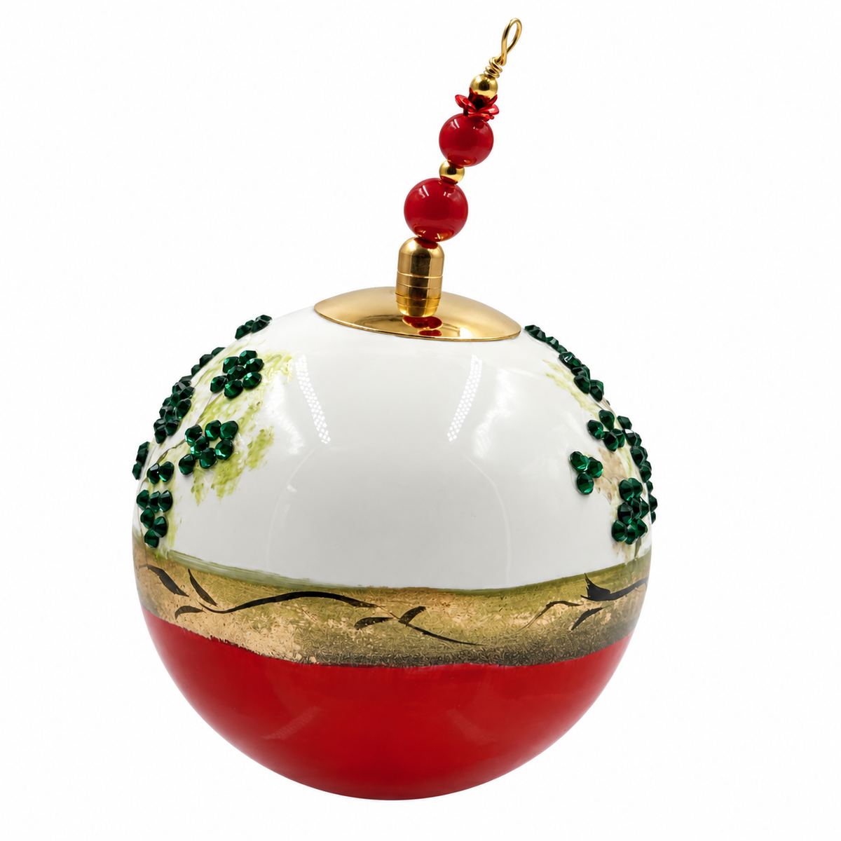 Boule de Noël en porcelaine avec perles et strass 8 cm, référence 07, vue complémentaire 3