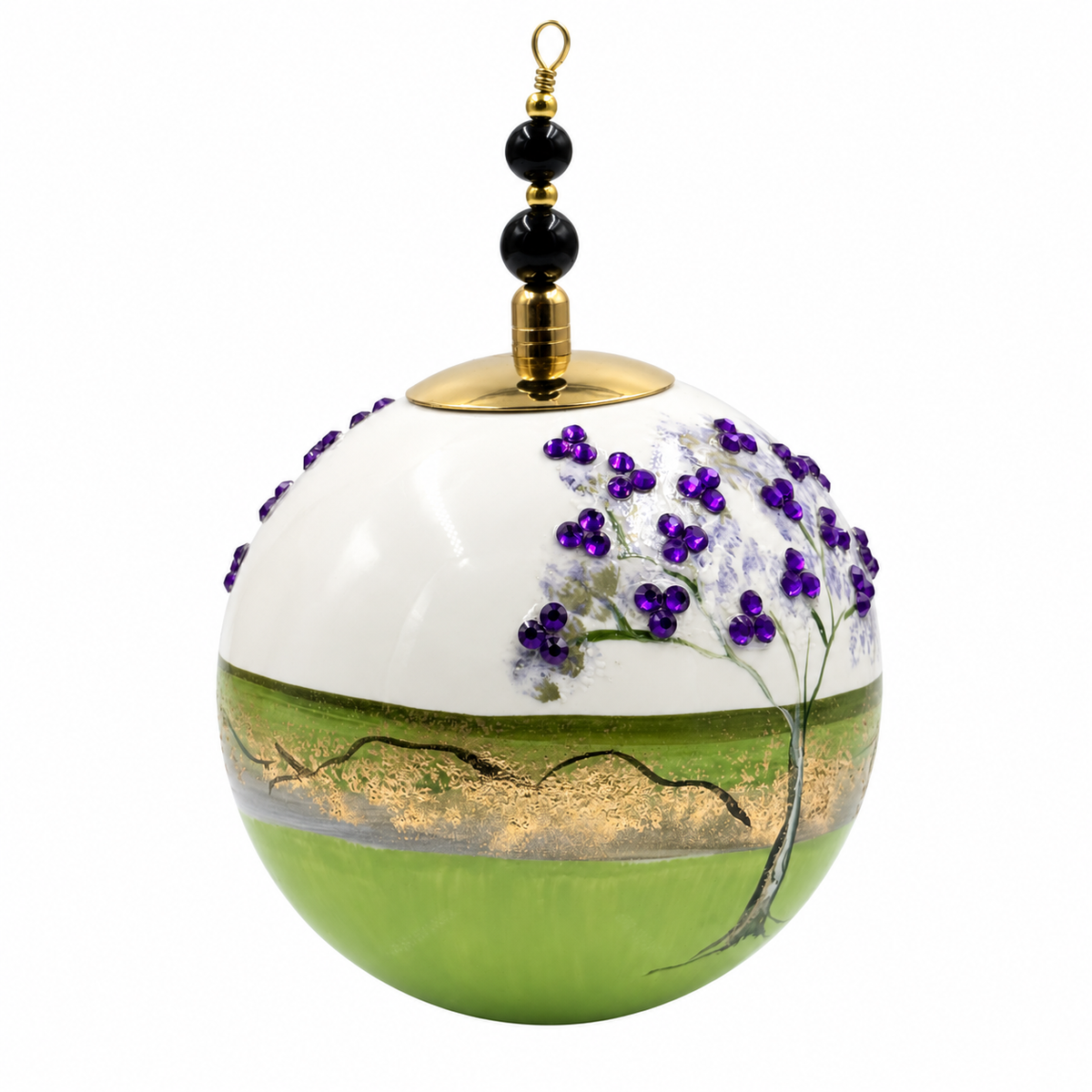 Boule de Noël en porcelaine avec perles et strass 8 cm, référence 09, vue complémentaire 10