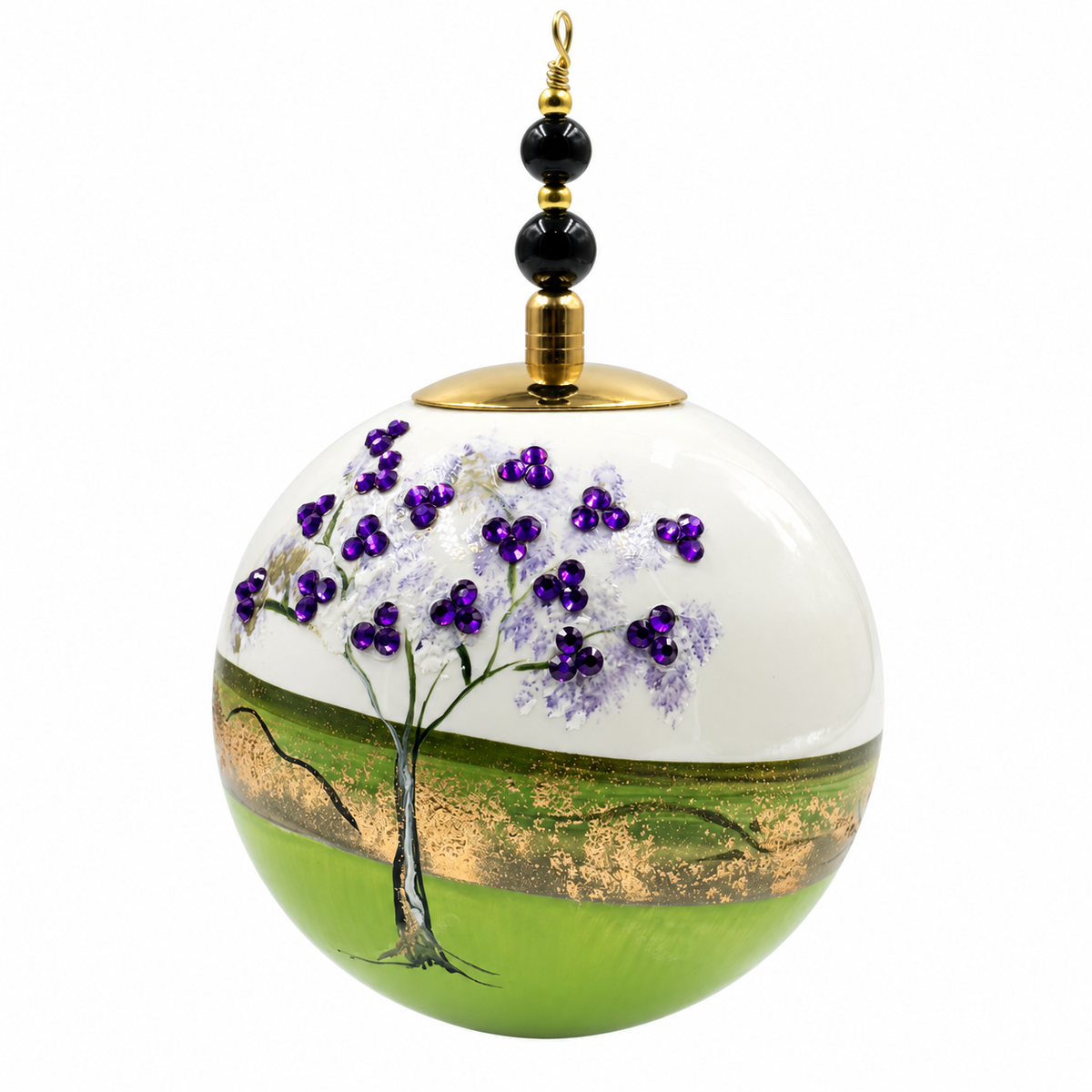 Boule de Noël en porcelaine avec perles et strass 8 cm, référence 09, vue complémentaire 11