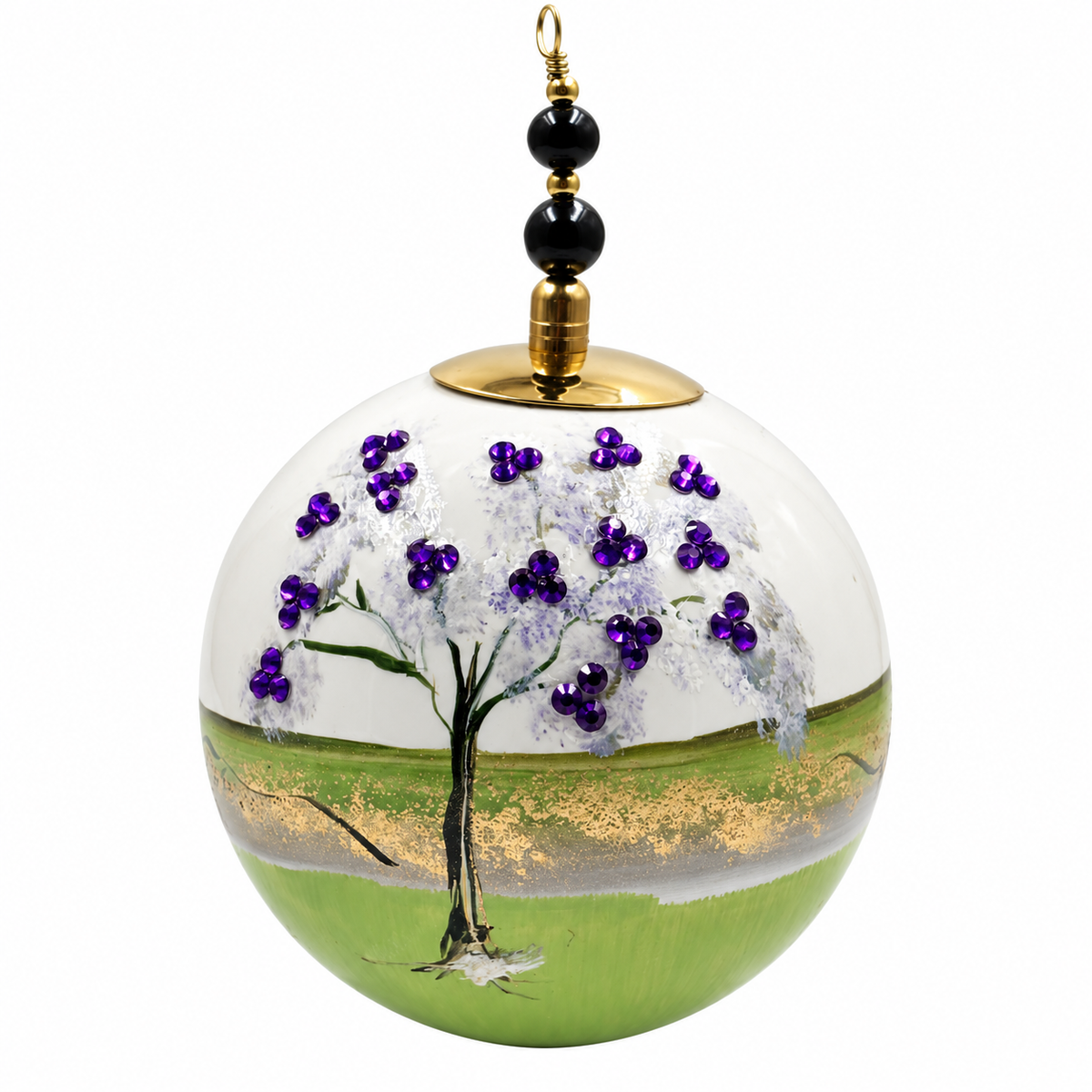 Boule de Noël en porcelaine avec perles et strass 8 cm, référence 09, vue complémentaire 9