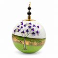 Boule de Noël avec perles et strass 8 cm – Réf. 09 – Vert et strass violets, vue de face