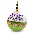 Boule de Noël avec perles et strass 8 cm – Réf. 09 – Vert et strass violets, vue de face