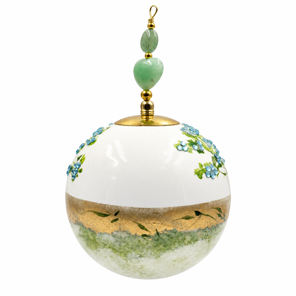 Boule de Noël en porcelaine avec perles et strass 8 cm, référence 10, vue complémentaire 3