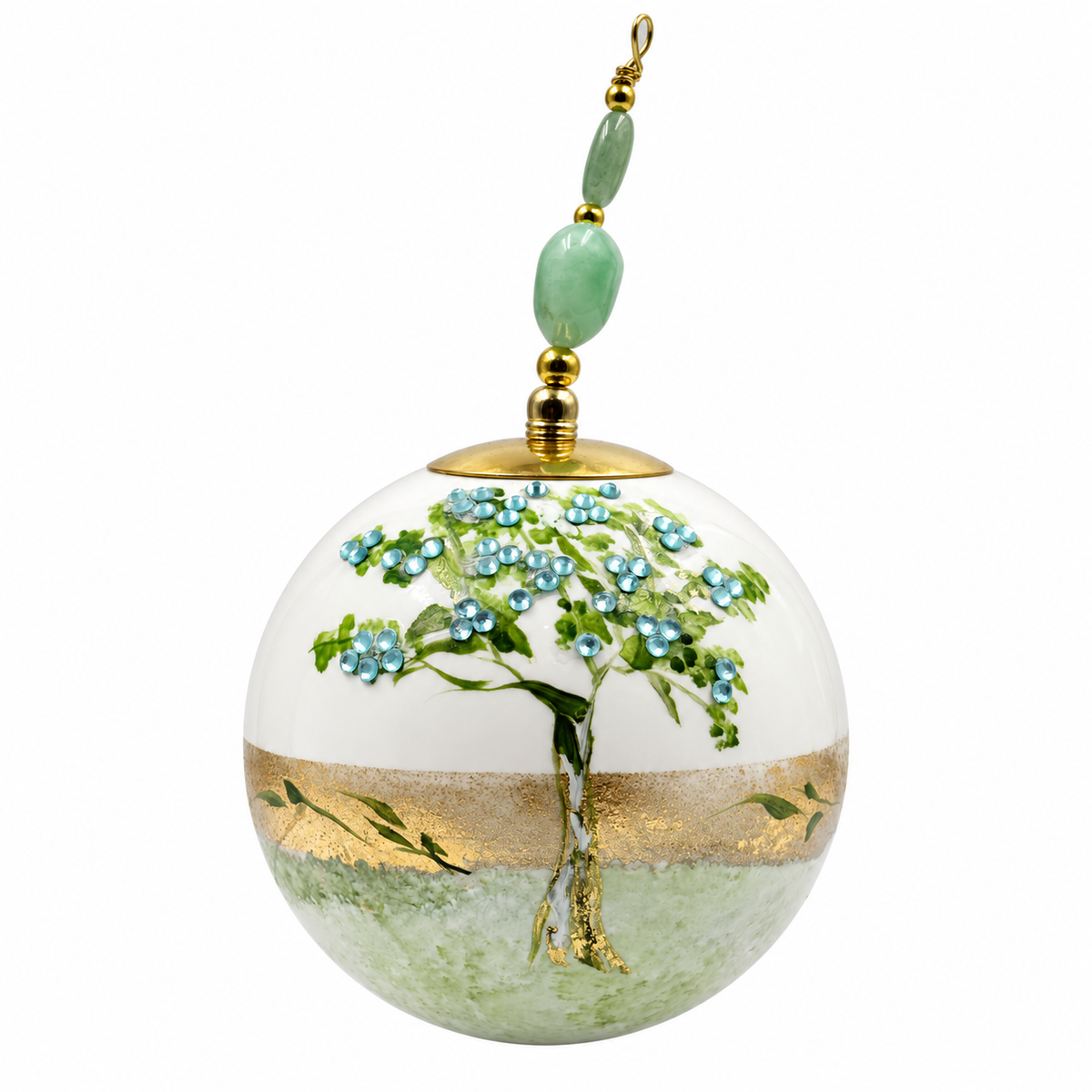 Boule de Noël en porcelaine avec perles et strass 8 cm, référence 10, vue complémentaire 4