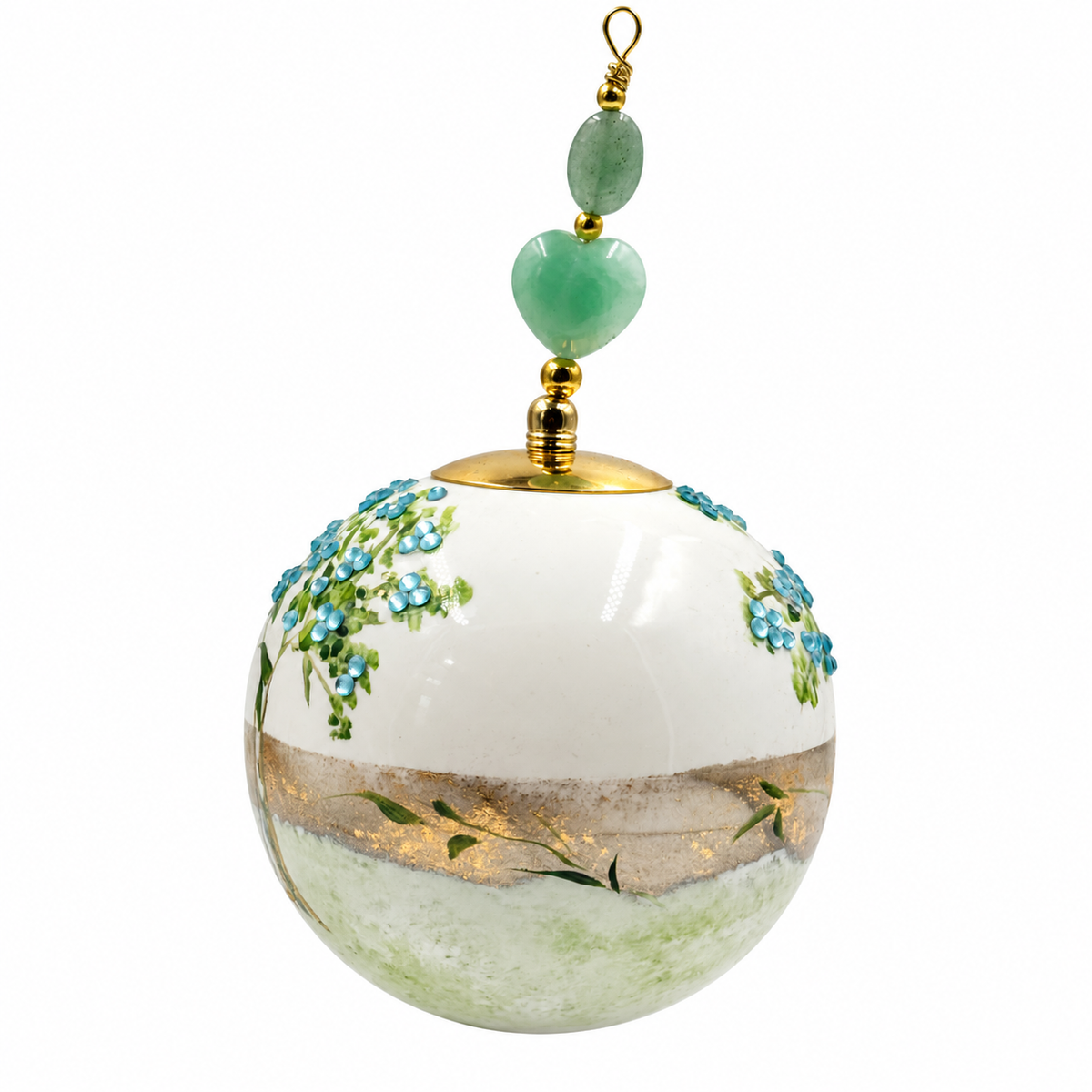 Boule de Noël en porcelaine avec perles et strass 8 cm, référence 10, vue complémentaire 5