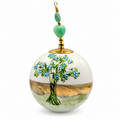 Boule de Noël avec perles et strass 8 cm – Réf. 10 – Vert nuancé et cœur vert, vue de face