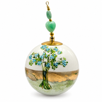 Boule de Noël avec perles et strass 8 cm – Réf. 10 – Vert nuancé et cœur vert, vue de face