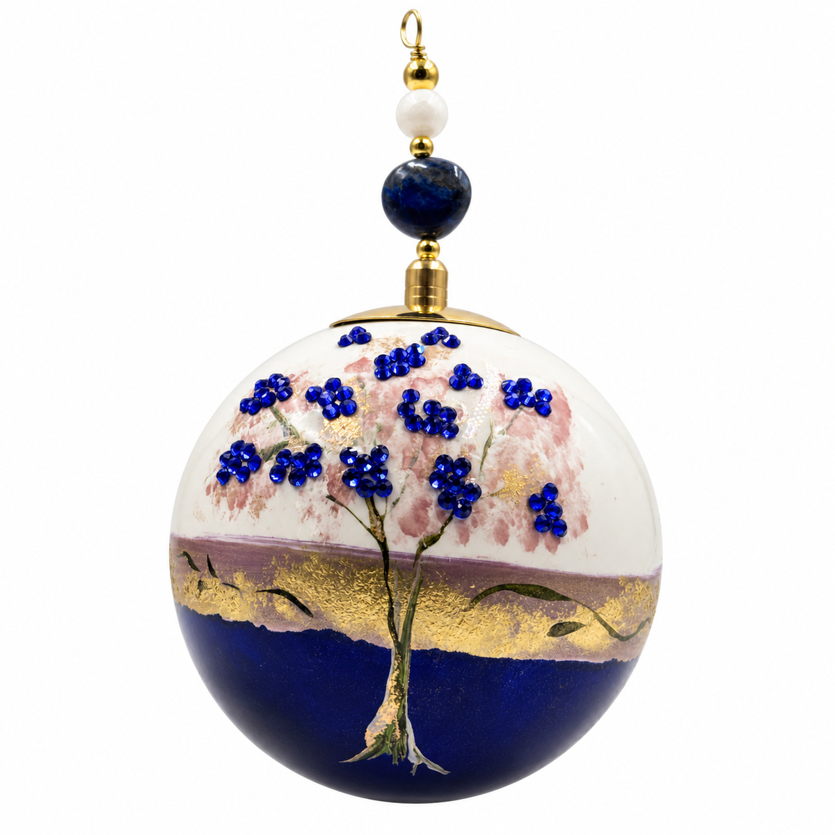 Boule de Noël en porcelaine avec perles et strass 8 cm, référence 11, vue complémentaire 4