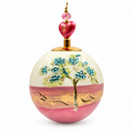 Boule de Noël avec perles et strass 8 cm – Réf. 13 – Rose et strass bleu clair, vue de face