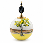 Boule de Noël avec perles et strass 8 cm – Réf. 14 – Jaune et perle noire, vue de face