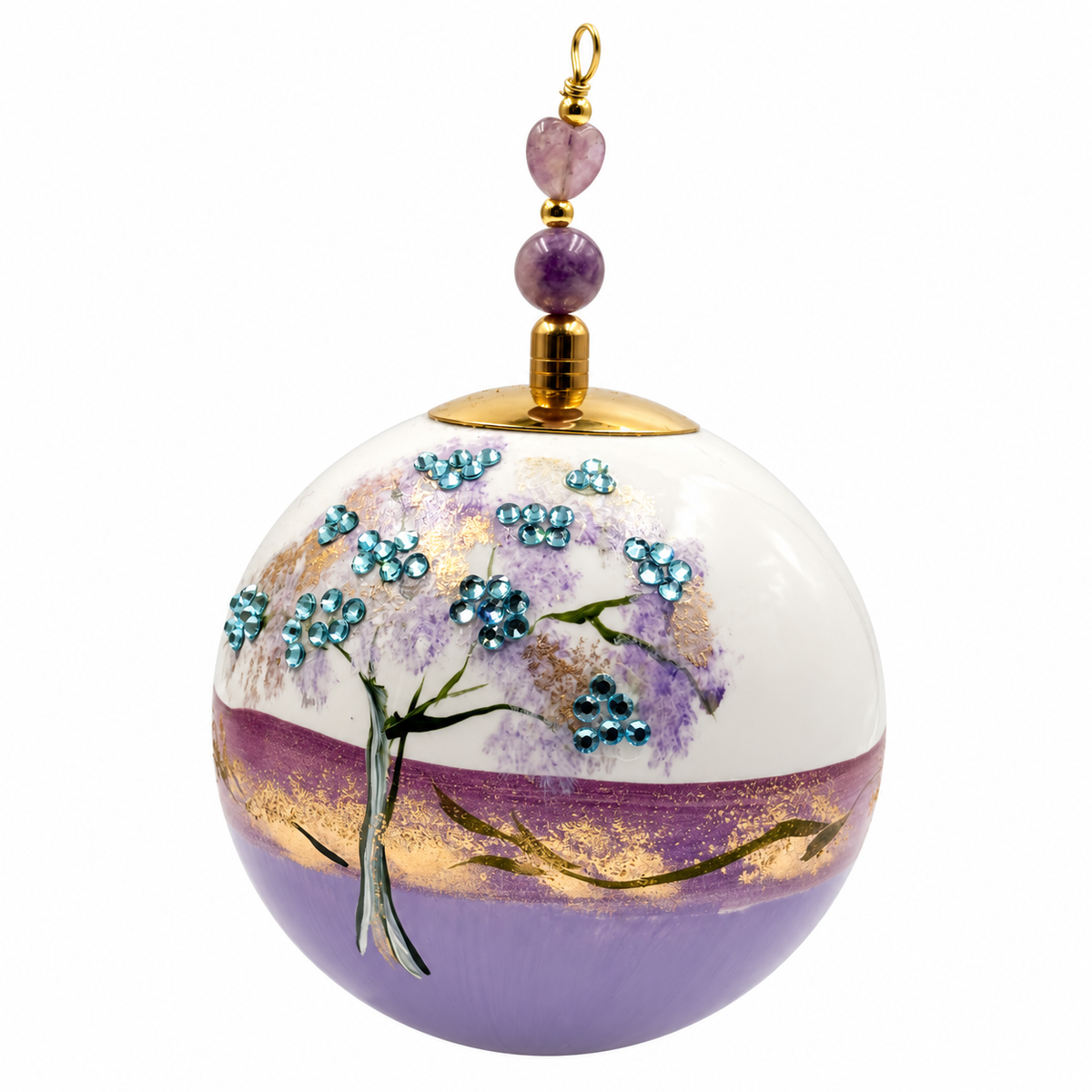 Boule de Noël en porcelaine avec perles et strass 8 cm, référence 15, vue complémentaire 4