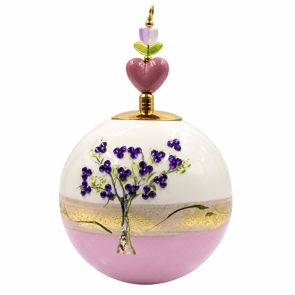 Boule de Noël en porcelaine avec perles et strass 8 cm, référence 17, vue complémentaire 4