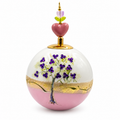 Boule de Noël avec perles et strass 8 cm – Réf. 17 – Rose et strass violets, vue de face