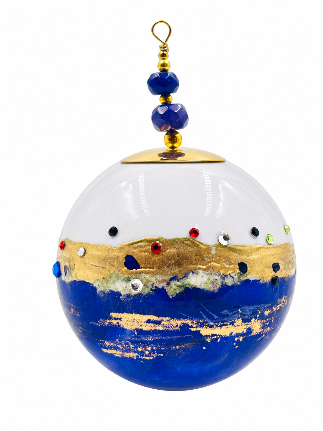 Boule de Noël fleurs avec perles — 7 cm — Réf. 08